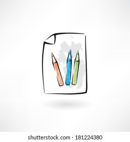 colored pencils grunge icon