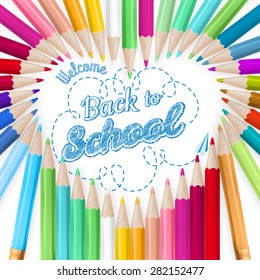 Colored pencils heart background. EPS 10 vector file included
