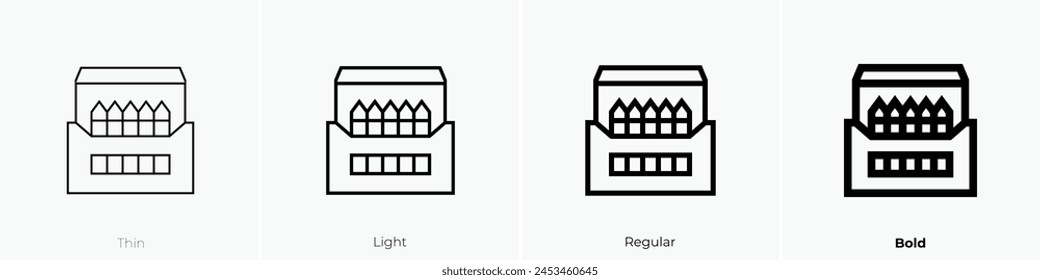 colored pencils icon. Thin, Light Regular And Bold style design isolated on white background