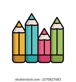 colored pencils icon vector design template simple and clean