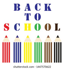  six colored pencils with the inscription back to school, vector