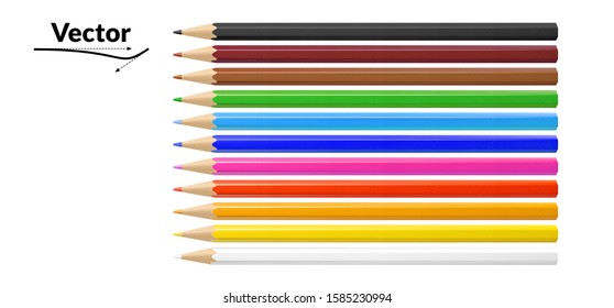 Colored pencils isolated on white background, vector illustration.