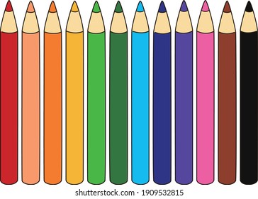 Colored pencils isolated on white background