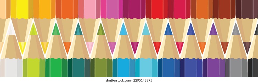 Colored pencils isolated on a white background, closeup view of colorful color pencils 