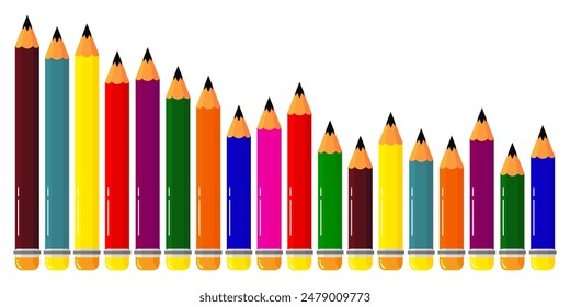 Colored pencils isolated on a white background. Vector illustration.
