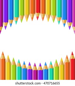 Colored pencils isolated on white background. Vector background for your text