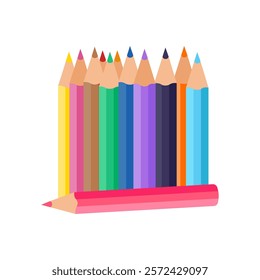 Colored Pencils, Kindergarten Vector Illustration