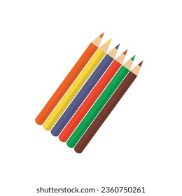 Colored pencils for learning to draw, set of color pencil, flat design vector illustration
