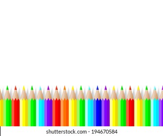 colored pencils lie on a white background