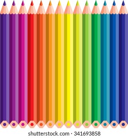 colored pencils in a line - vector illustration