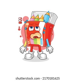 the colored pencils low battery mascot. cartoon vector