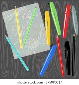 colored pencils and markers