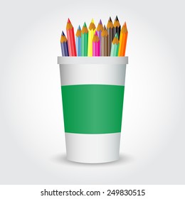 Colored pencils in a mug vector