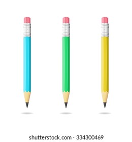 Colored pencils, office chancellery, 3d vector objects, eps 10