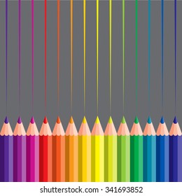 colored pencils on grey background - vector illustration