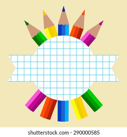 Colored pencils on notebook background