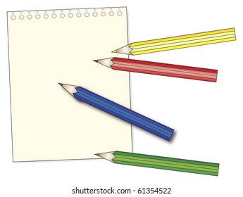 colored pencils on paper block