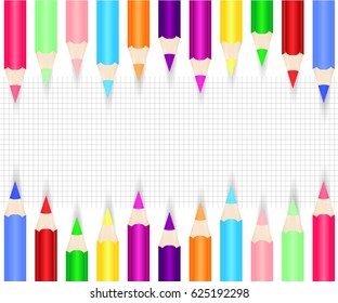 Colored pencils on vector sheet