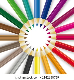 Colored pencils with on the white background. Eps 10 vector file.