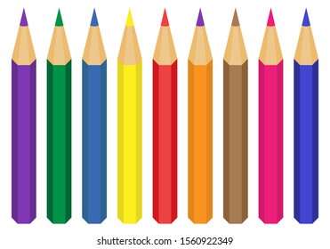 Colored pencils on white background.