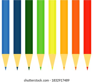 Los lápices de colores sobre un fondo blanco. Ilustración vectorial.
