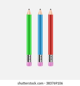 colored pencils on a white background
