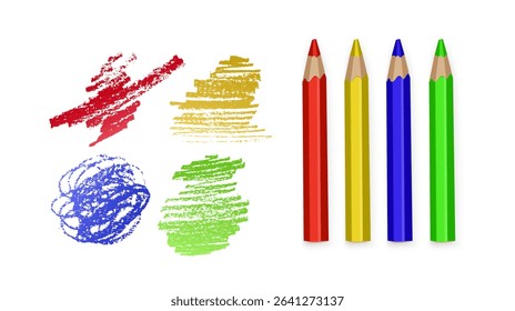 Colored pencils and pencil texture doodles Crayon pencil hand drawn gritty vector