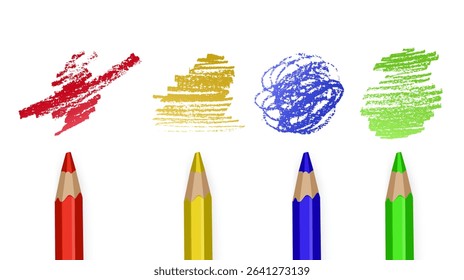 Colored pencils and pencil texture doodles Crayon pencil hand drawn gritty vector