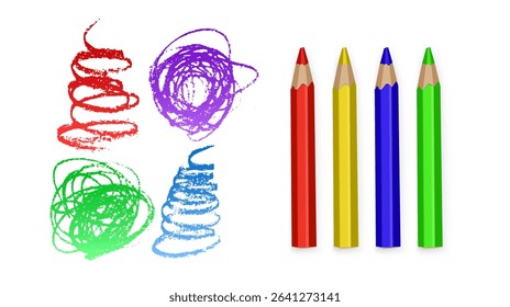 Colored pencils and pencil texture doodles Crayon pencil hand drawn gritty vector