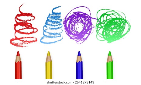 Colored pencils and pencil texture doodles Crayon pencil hand drawn gritty vector