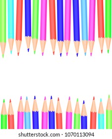 A lot of colored pencils. Place for text.