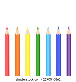 Farbige Stifte, Regenbogenfarben. Vektorgrafik eps10. Einzeln auf weißem Hintergrund.