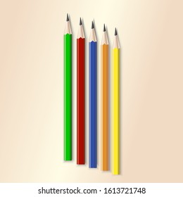 colored pencils, red, blue, yellow, orange. mocap for business and education, vector