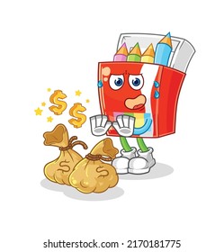 the colored pencils refuse money illustration. character vector
