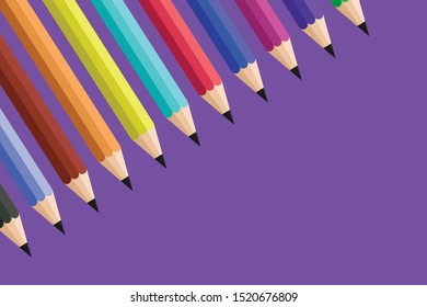 colored pencils in a row at an angle from above