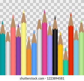 colored pencils row with wave on lower side