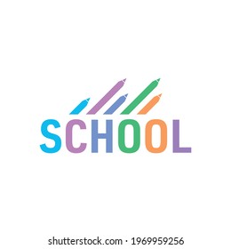 colored pencils and colored school word