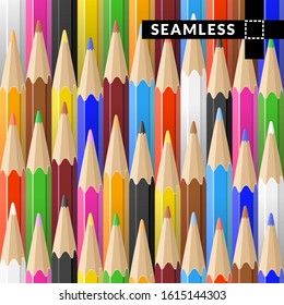 Colored pencils, seamless background. Vector illustration.
