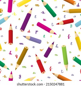 Colored pencils. Seamless pattern. Colorful vector illustration. 