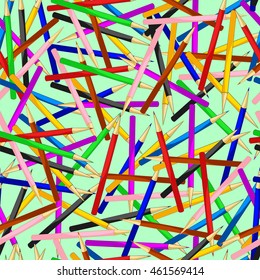 Colored pencils. Seamless school background. Back to school