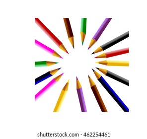colored pencils. semicircle on a white background isolated