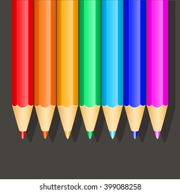 Colored pencils set. Colors of rainbow. Vector illustration.