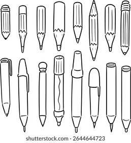 colored pencils set isolated on white