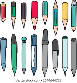 colored pencils set isolated on white