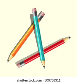 Colored pencils set on the table
