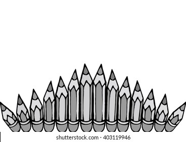 Colored pencils set on white background. Drawing cartoon vector for education in doodle style