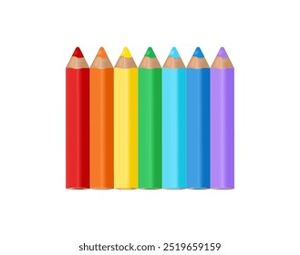 Colored pencils. Seven colors of the rainbow. Color palette. Used for web collage design.