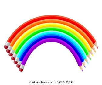 colored pencils in the shape of a rainbow
