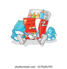 the colored pencils sleeping character. cartoon mascot vector