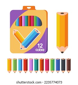 Colored pencils vector cartoon illustration isolated on white background.